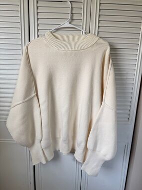 Vici Cream Oversized Crewneck Sweater